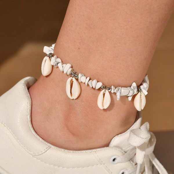 

anklets modyle for women shell foot jewelry summer beach barefoot bracelet ankle on leg female bohemian accessories, Red;blue