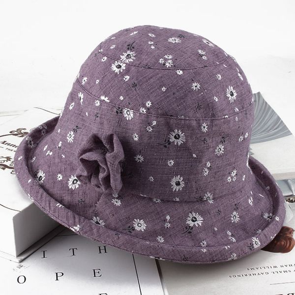 

women's hat in spring and autumn: casual hat, basin fisherman's foldable cloth mother's middle-aged old, Blue;gray