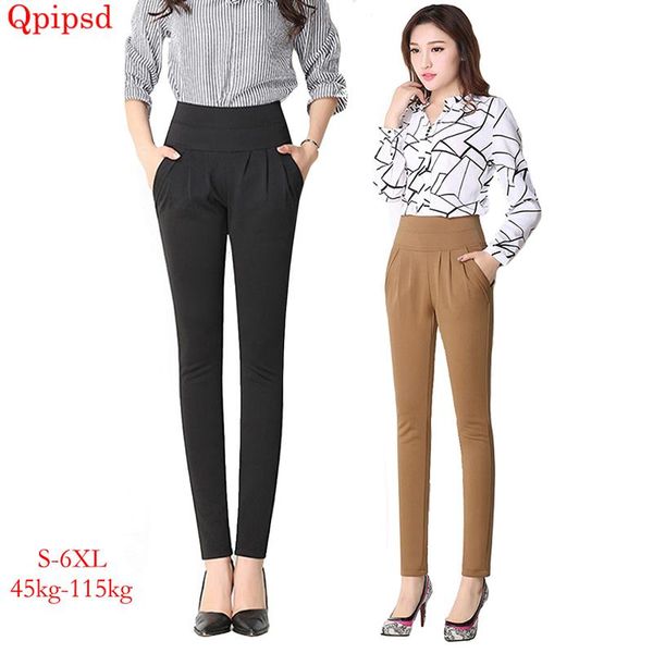 

women's pants & capris plus size 6xl casual harem 2021 spring autumn loose ankle-length trousers female classic high elastic waist, Black;white