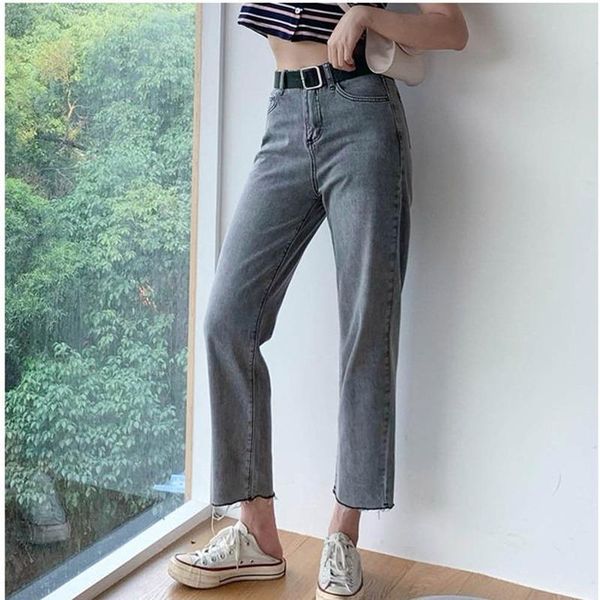 

women's jeans 2022 women casual straight high waist trousers pants for ladies grils ankle length, Blue