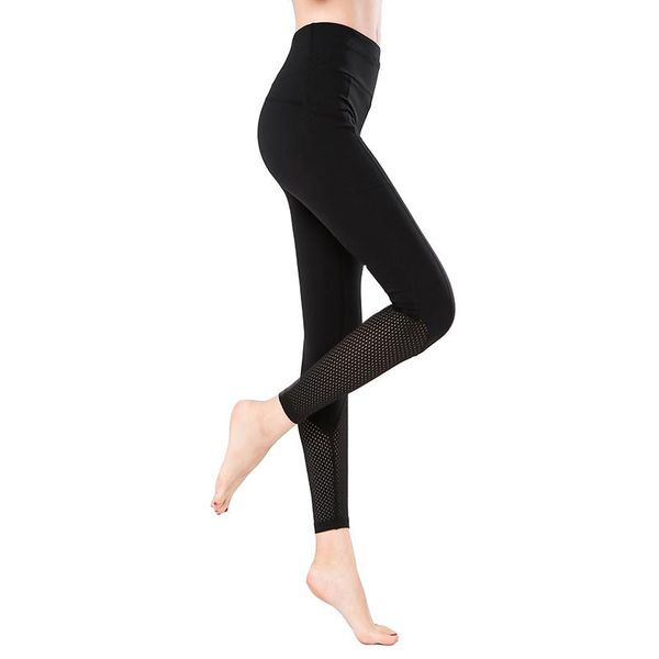 

yoga outfits lukitas leggings tights women workout mesh breathable nylon fitness clothing training pants female sport s-xl size, White;red