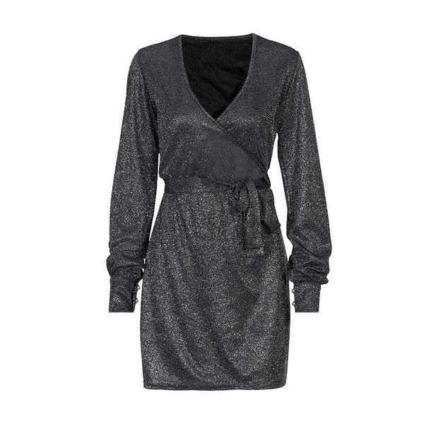 

shestyle women dress party sparkle silver belt v neck dstring bling gliter mini bandage dresses clubwear dropshippingby a, Black;white