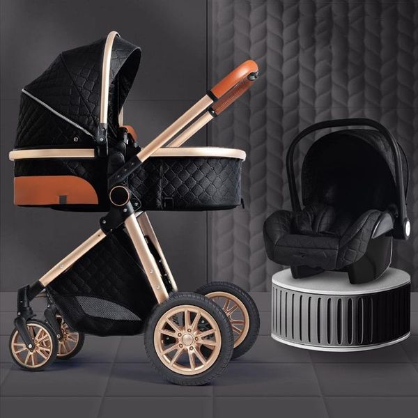 

baby stroller 3 in 1 high landscape reclining carriage foldable bassinet puchair born strollers#