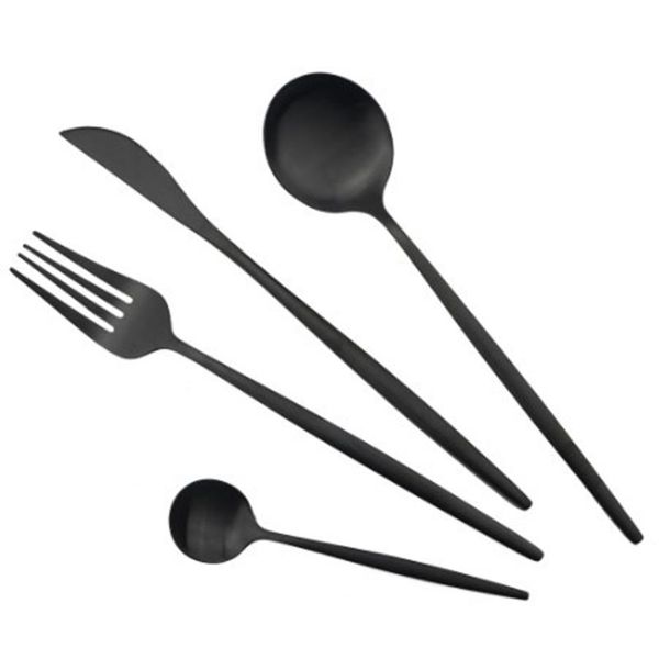 

1set black matte cutlery set stainless steel dinnerware knife fork spoon dinner kitchen flatware tableware sets