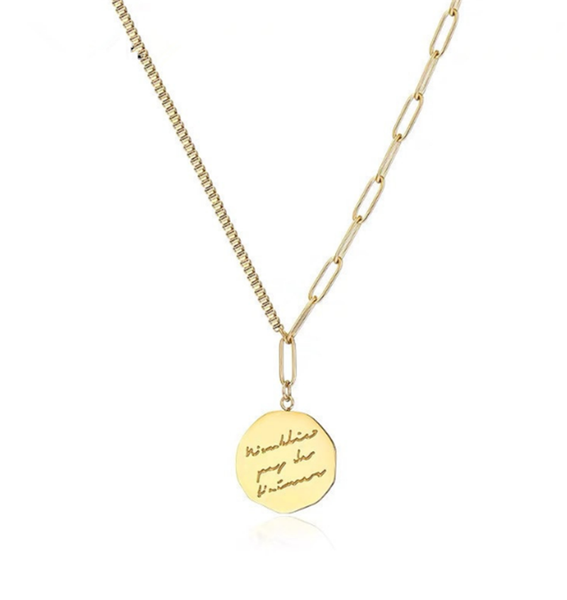 

chains 316l stainless steel letter medal pendant necklace hip hop personality simple temperament, Silver