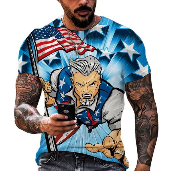 

men's t-shirts summer3d printing american flag fashion handsome ment-shirt oversized t-shirt o-neck breathable short sleeve casual, White;black