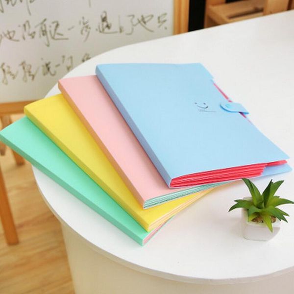 4 Farben A4 Cute Carpetas Filing Supplies Smile Wasserdichter Aktenordner 5 Schichten Dokumententasche Büromaterial RH1932