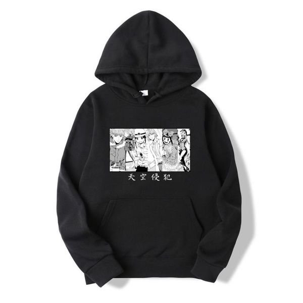 

casual japanese anime high-rise invasion pattern hoody sweatshirts male fashion hip hop punk hoodie men spring autumn hoodies men's &, Black