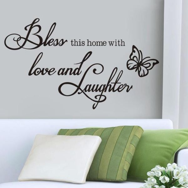 

wall stickers bless this home decal entryway decor letters quotes sticker living room removable mural #lr3