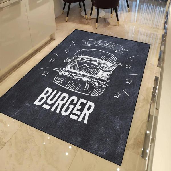 Tapetes else Black Blackboard em Desenhar Hamburger Impressão 3D Não Slip Microfiber Cozinha Moderna Área Lavável Decorativa Tapete Mat1