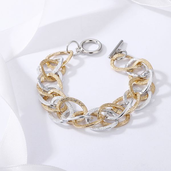 Multilayer oco espesso mate ouro prata cor link corrente bracelete para mulheres presentes amigos jóias por atacado
