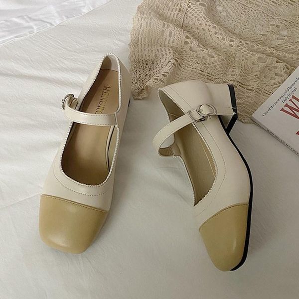 

dress shoes eoeodoit fashion mary janes patchwork leather sandals summer autumn retro pumps chunky heels, Black