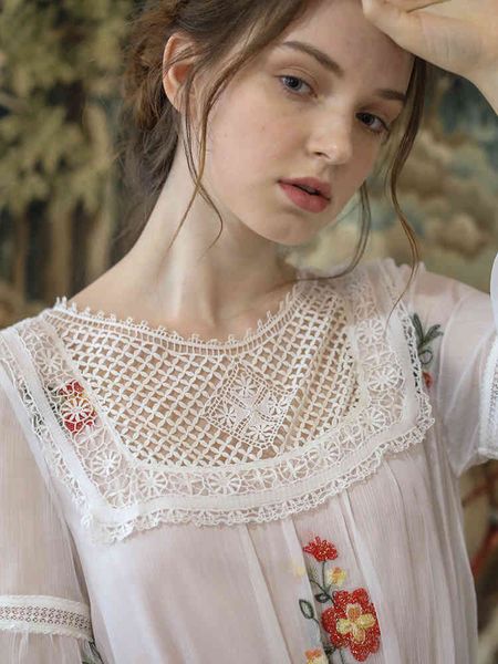 

casual dresses spring women korean sweet vintage elegant long luxury embroider big swing mori girls white loose midi m57u, Black;gray