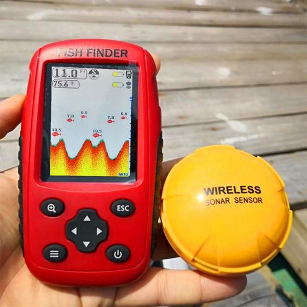 

wireless fish finder monitor rechargeable sonar sensor fishfinder depth locator with water temperature fishing
