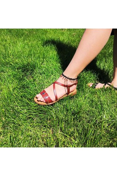 

sandals genuine leather anatomical base brown, Black