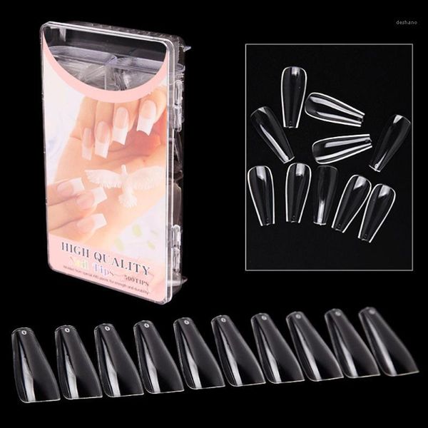 

500pc/box extra-long ballerina coffin full cover artificial false nail tips clear/natural fake manicure acrylic salon tr#421, Red;gold