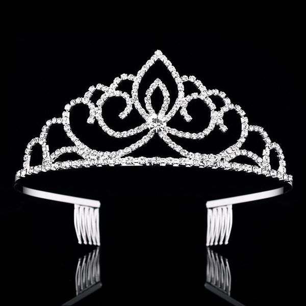 

hair clips & barrettes girl crown tiara crystal diadem princess accessories shiny headband bridal jewelry gift, Golden;silver
