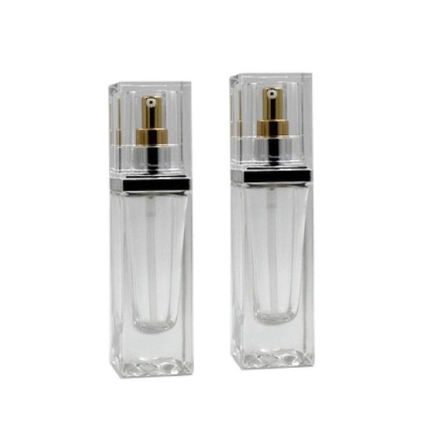 

storage bottles & jars 30ml squaer clear glass refillable bottle acrylic lid lotion pump portable cosmetic essence emulsion packaging contai