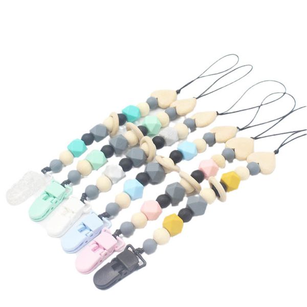 

pacifier holders baby clips weaning teething natural wooden boy kids chew toys accessories the prevents chain silicone beaded nipple from b9