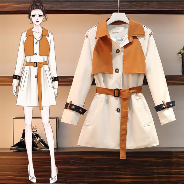 

women's trench coats 2021 fashion fall/winter plus short coat style long sleeve button lace full jacket with pockets, Tan;black