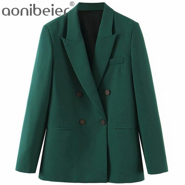 

women's suits & blazers aonibeier dark green woman casual loose long autumn notched collar double breasted female jacket office lady co, White;black