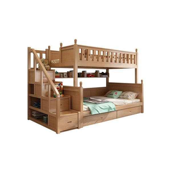 

baby cribs beech children's bed bunk space-saving height-adjustable detachable upper and lower wooden double layer