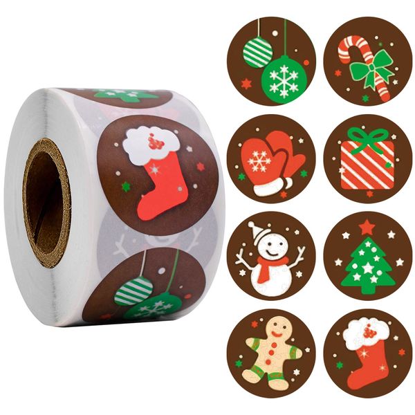

christmas thank you sticker 8 patterns one roll 500pcs 1 for invitation cards gifts bakery envelopes shopping packaging decor
