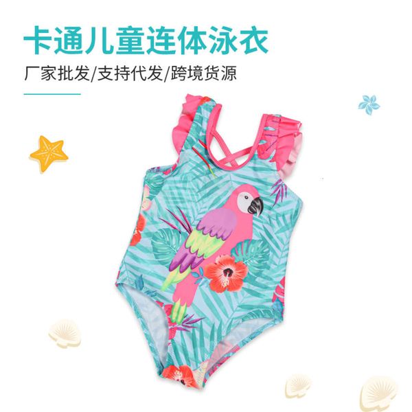

children's suit children's women's one piece fluffy sleeve cartoon swimsuit, Black