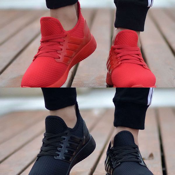

Casual shoes Spring summer autumn casual shoes Korean sports net cloth men's women's lovers middle age flat heel 2DQP 23CR, Red
