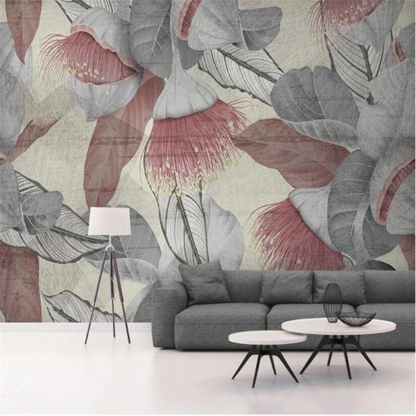 

wallpapers milofi background wall custom modern minimalist small fresh retro plant leaf large wallpaper mural