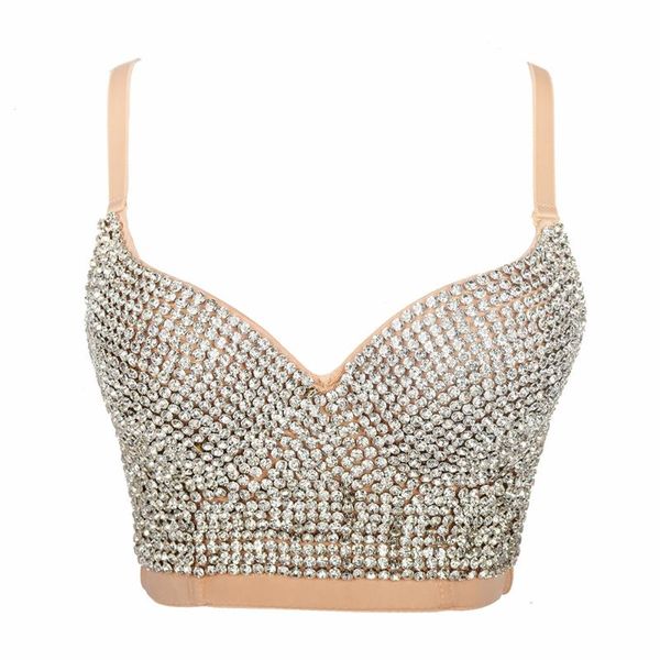 

women's tanks & camis festival rhinestone crop push up night club bralette tank plus size, White