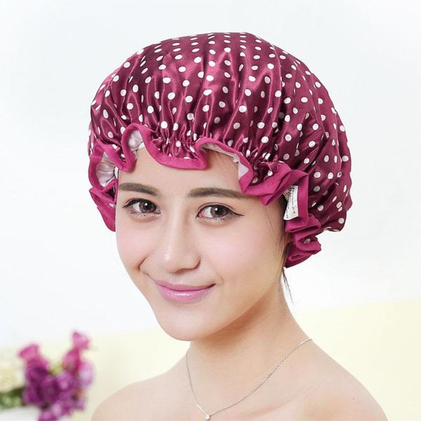 

shower caps lovely thick women colorful double layer bath hair cover adults waterproof smd66
