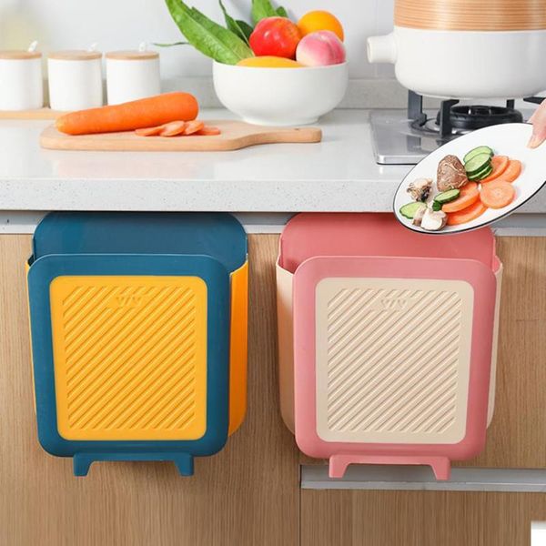 

waste bins wall-mounted folding trash can household kitchen large capacity hanging bin cabinet door clean tool