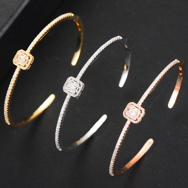 

bangle trendy luxury stackable for women wedding full cubic zircon crystal cz dubai bracelet party jewelry, Black