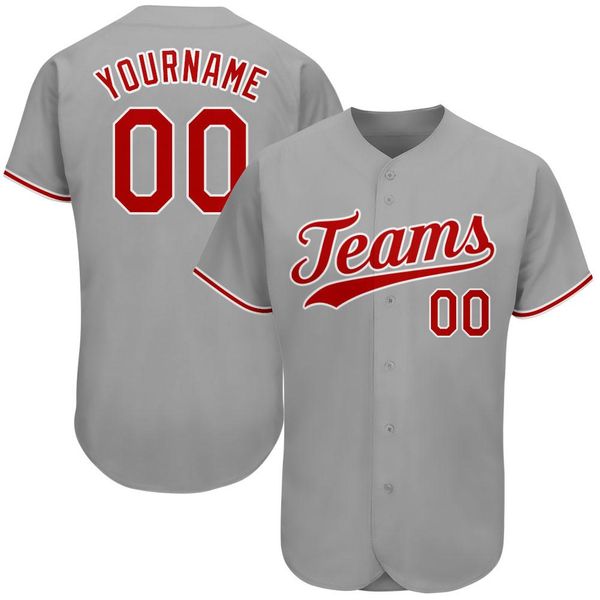 

custom gray red-white authentic baseball jersey, Blue;black