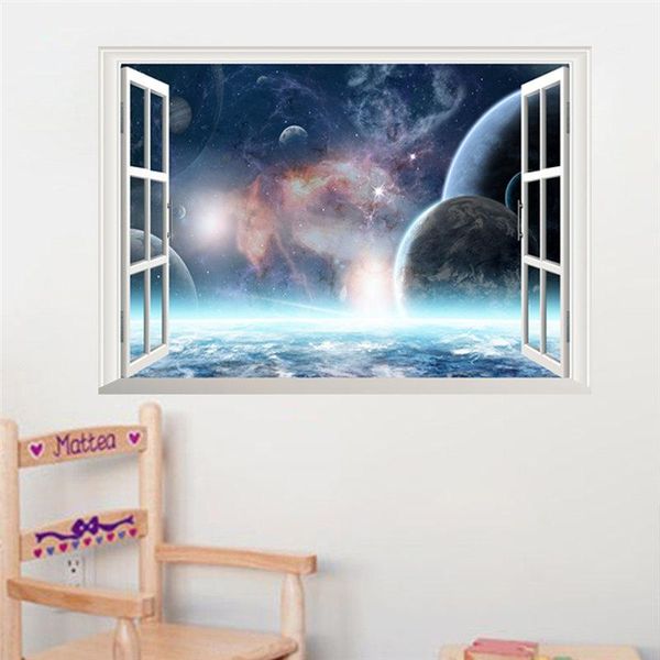 

wall stickers creative space planet nebula sticker living room bedroom decoration 3d window mural art diy scenery home decals kids poster