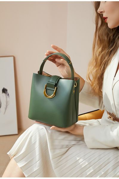 

womens bucket genuine leather calfskin bags adjustable shoulder strap handle totes handbags large capacity luggage gold hardware luxury desi
