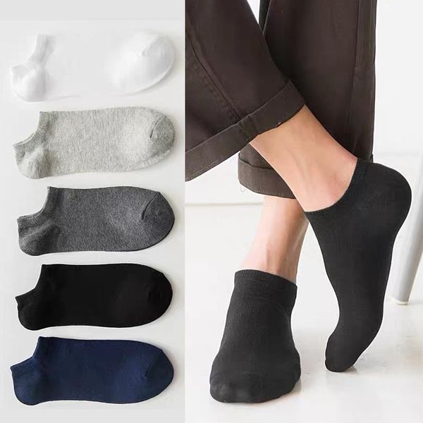 

men's socks 5pairs cotton man short sock fashion men ankle comfortable solid color casual male breathable street, Black