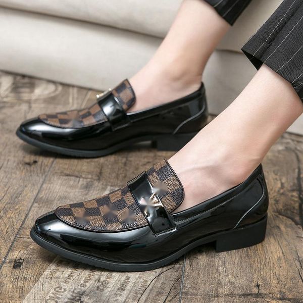 

men shoes outdoors spring autumn Simplicity round toe PU leather Casual business shoes fashion Classic comfortable loafers 2021 new DP010, Flower