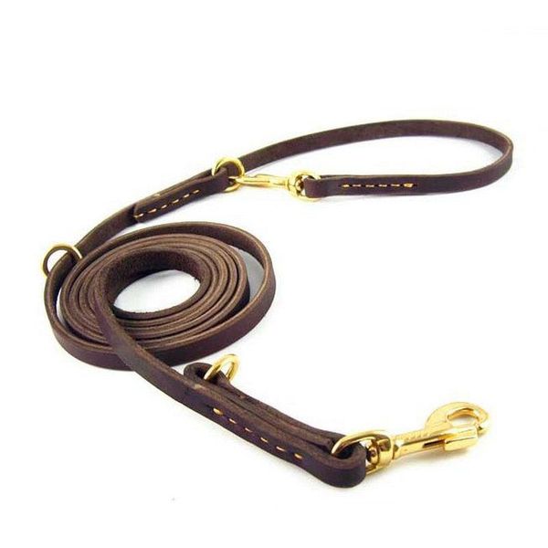 

dog collars & leashes multifunction 100% genuine leather pet leash luxury strong hands lead for small large animals 250x1.1cm