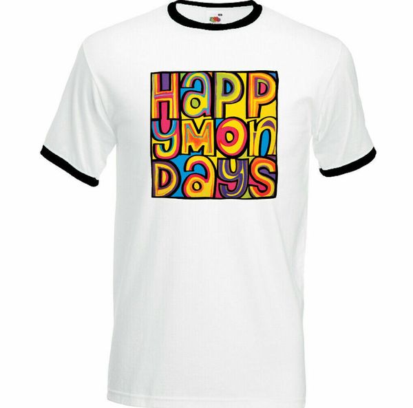 

happy mondays t-shirt, mens top, White;black
