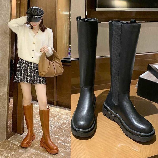 

boots 2021 boots, high women's knee thick soled fashion, Black