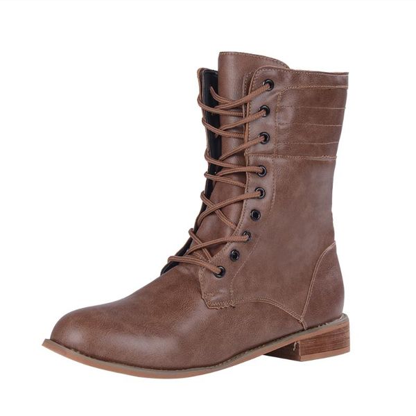 

boots 2021 lace-up winter motorcycle women british style fashion gothic punk low heel bule boot shoe plus size, Black
