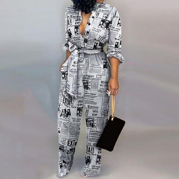 

leopard tied waist long sleeve jumpsuit women romper fashion one piece overall casual jumpsuits streetwear drop women's & rompers, Black;white