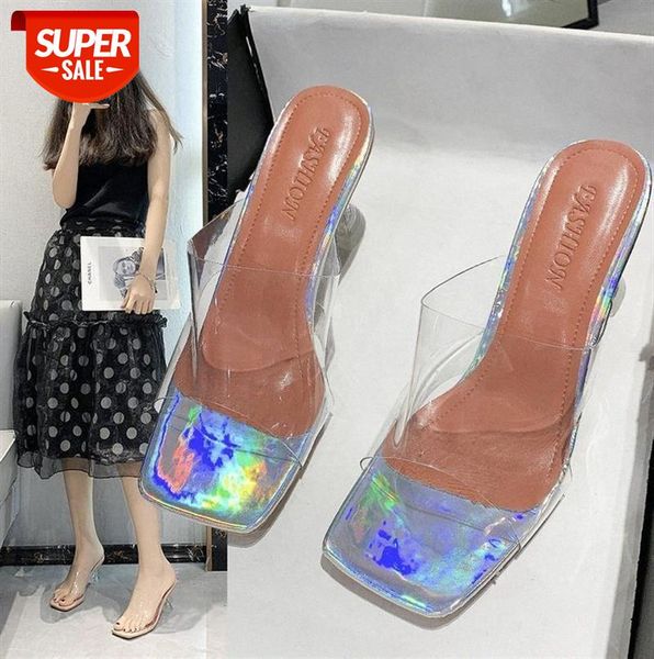 

women's sandals and slippers, wine glasses pvc fashion outer wear, one-line european american large size 41-42 daily #x79v, Black