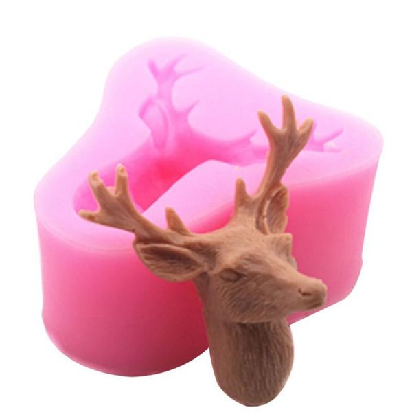 

baking & pastry tools 3d reindeer head mold christmas deer fondant cake silicone moulds soap cupcake decorating chocolate