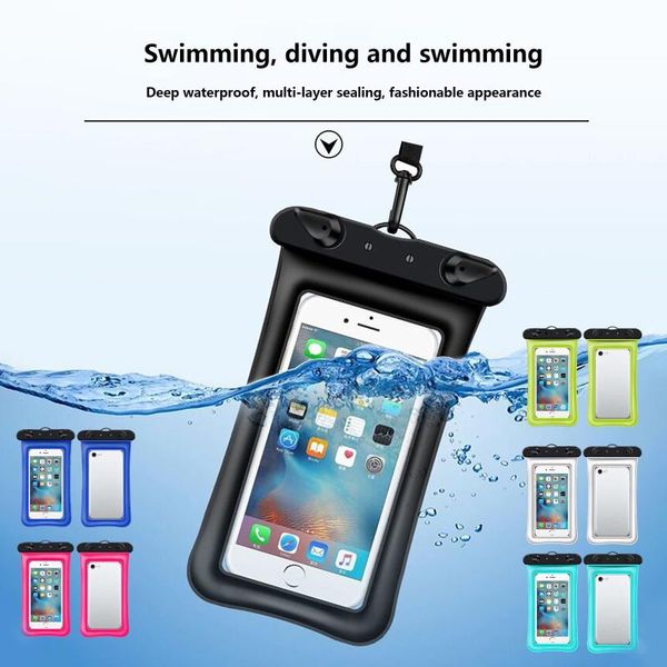 

cell phone pouches waterproof pouch diving swimming bag underwater dry case cover for water sports beach pool skiing 6 inch