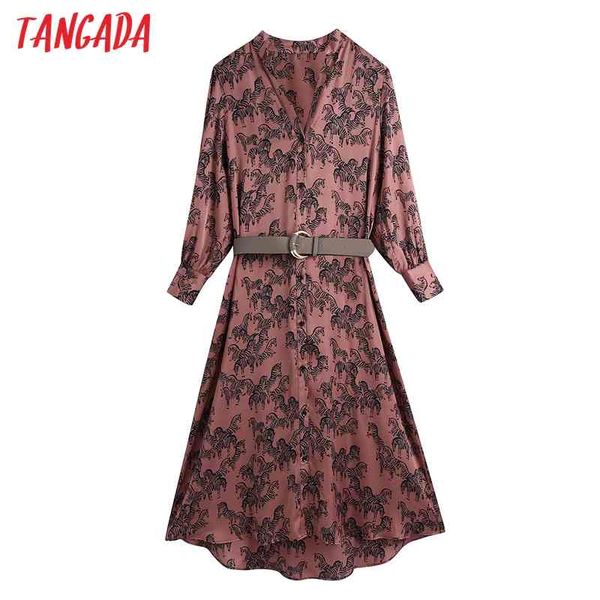 

fashion women animal print with belt long sleeve casual female midi dress be154 210416, Black;gray