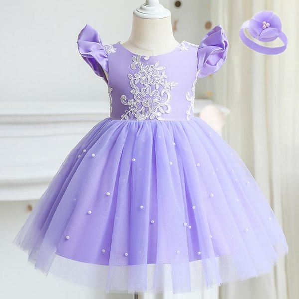 

girl's dresses lace flower ruffles princess dress for girls elegant tulle wedding evening party tutu prom gown kids children brithday c, Red;yellow