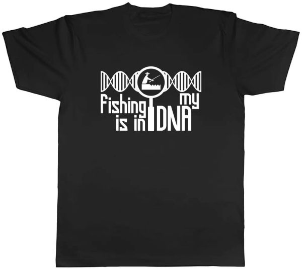 

fishing is in my dna mens t-shirt tee, White;black